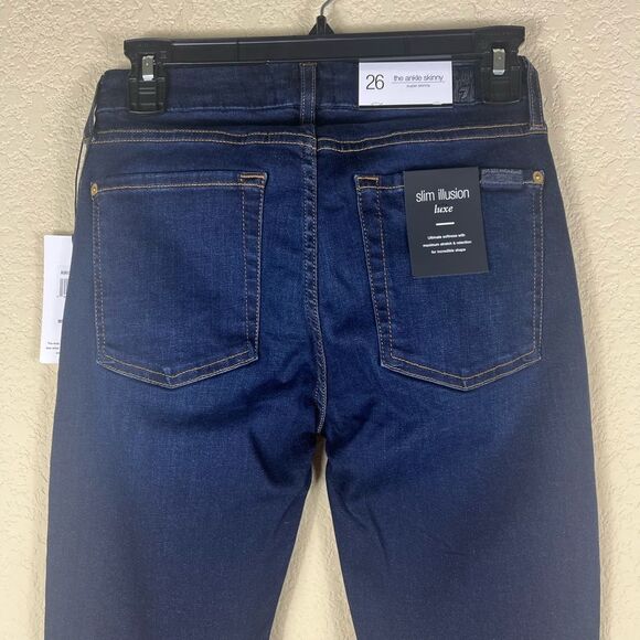7 for all mankind Slim Illusion Luxe the Ankle Skinny Dark blue mid-rise size 26 - Picture 8 of 13